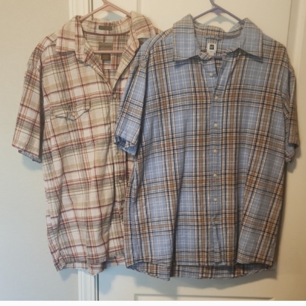 Lot Of 4 Men's Plaid Short-Sleeve Button-Up Shirts